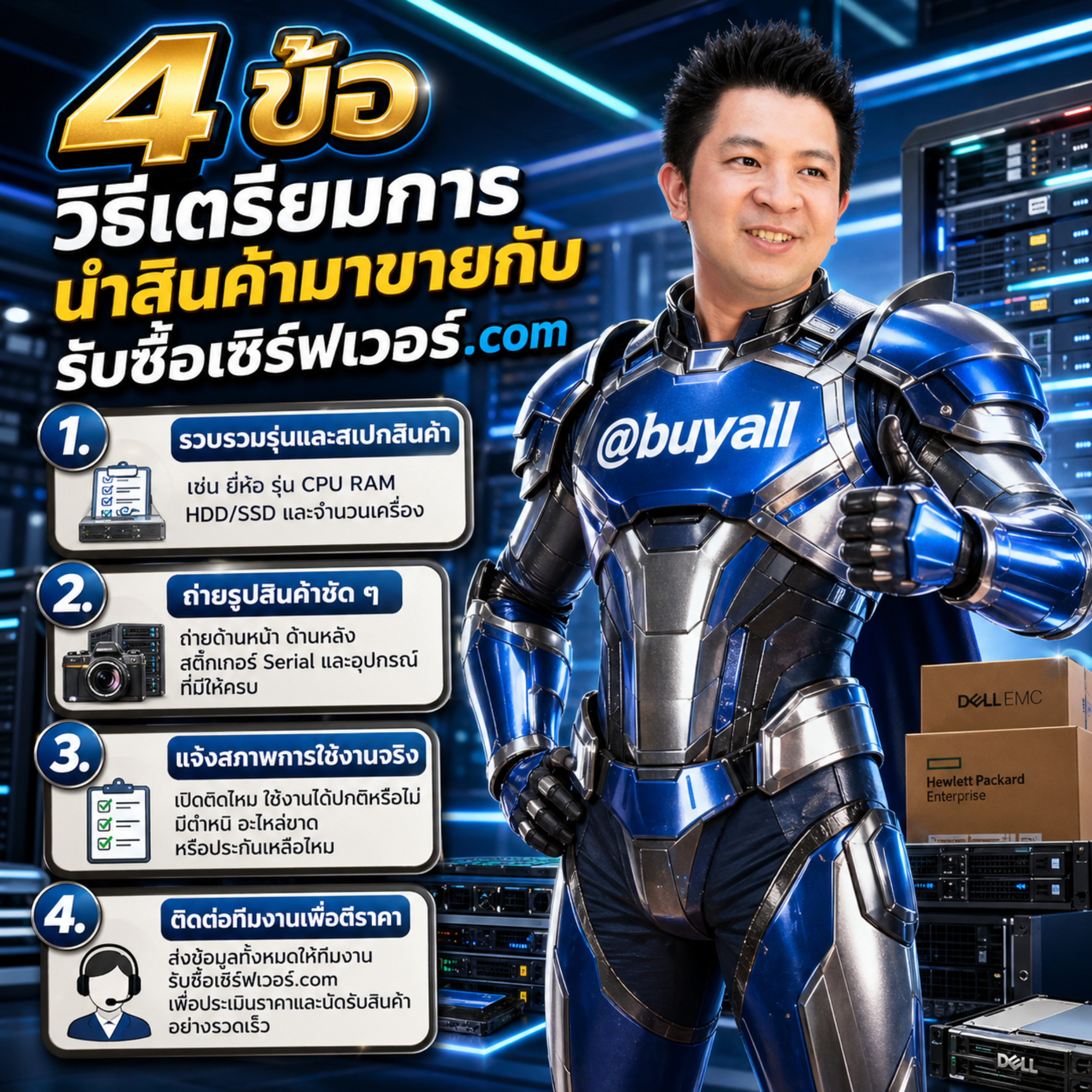 4 วิธีเตรียมการนำสินค้ามาขายกับรับซื้อเซิร์ฟเวอร์.com